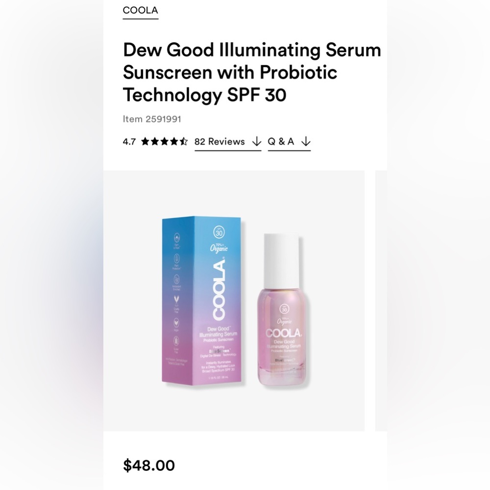 Coola Dew Good Illuminating Serum Sunscreen, SPF 30